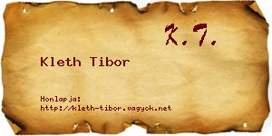 Kleth Tibor névjegykártya